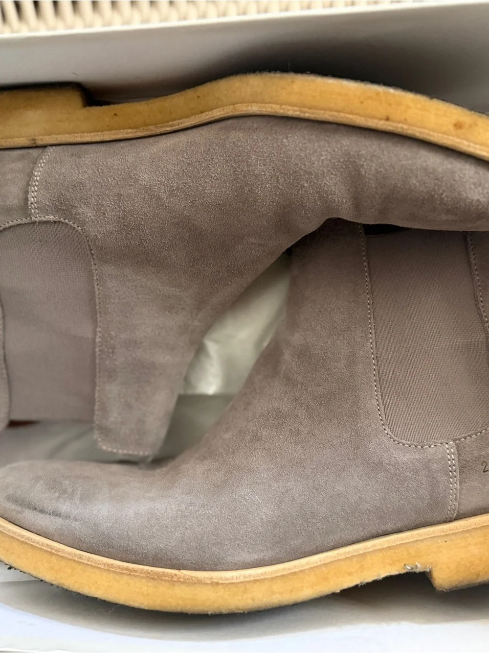 Common Projects Warm Grey Suede Chelsea Boots 42